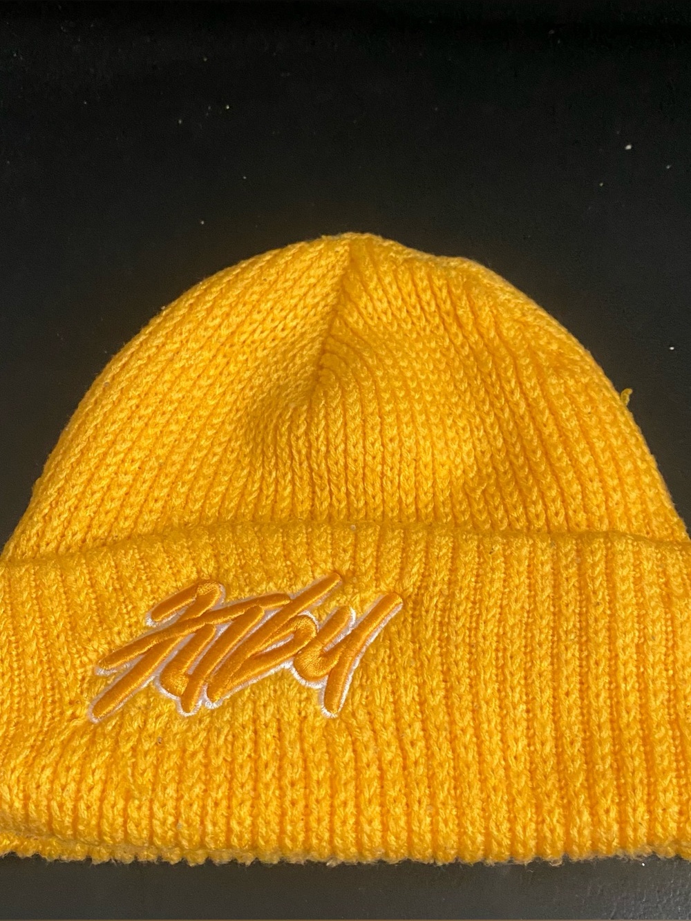 FUBU Yellow Knit Beanie with Script Logo